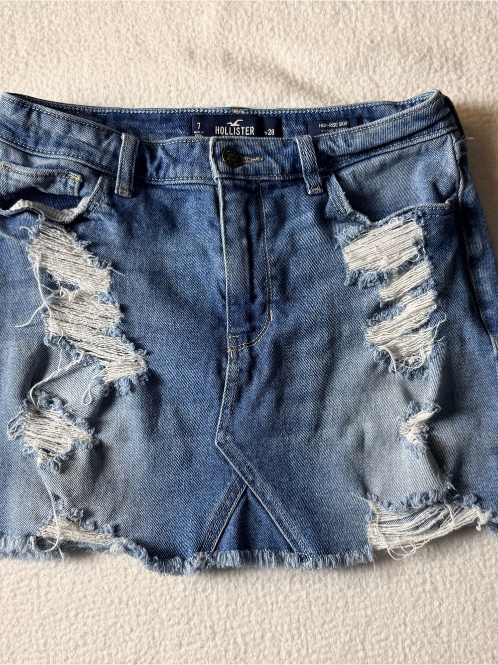 Hollister Light Blue Distressed Denim Skort